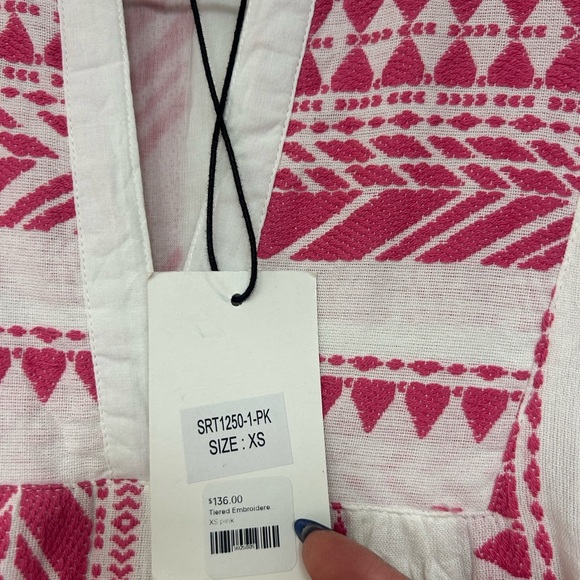 THML New With Tags Pink and White Embroidered Mini Dress in Size XS - Picture 6 of 6